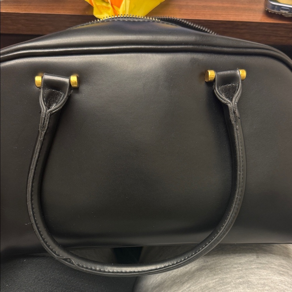 Primark Black Handbag with Gold Zipper